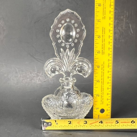 Vtg LE Smith Co Perfume Bottle Fleur de Lis Vanity Beaded Medallion 40s - Picture 16 of 16